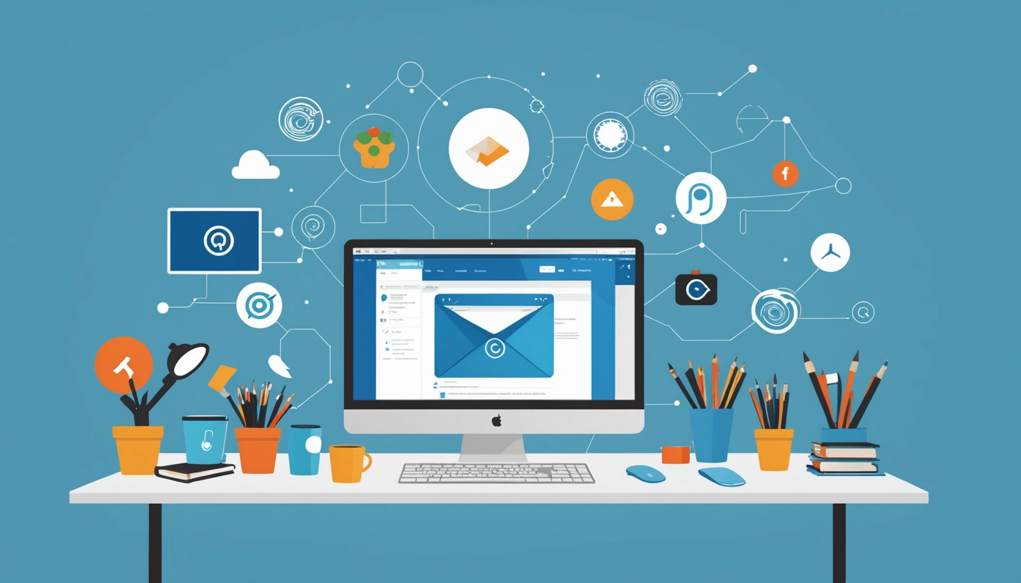 How to Scrape Emails from IFTTT, Digital art, technology concept, abstract, clean lines, minimalist, corporate blue and white, data visualization, glowing nodes, wordpress, php, html, css