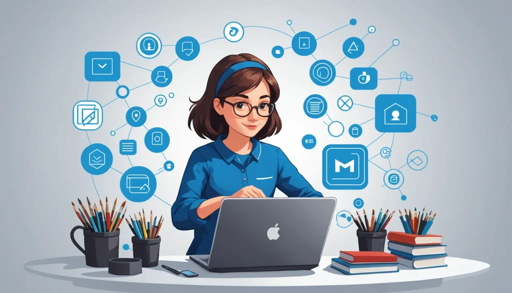 How to Extract Emails from Integromat, Digital art, technology concept, abstract, clean lines, minimalist, corporate blue and white, data visualization, glowing nodes, wordpress, php, html, css