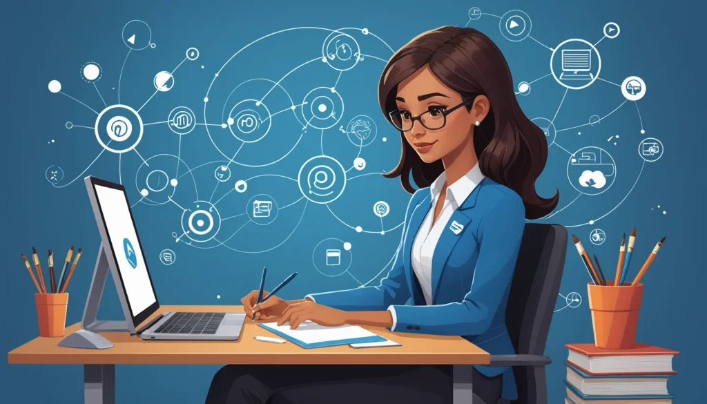How to Scrape Emails from Salesforce, Digital art, technology concept, abstract, clean lines, minimalist, corporate blue and white, data visualization, glowing nodes, wordpress, php, html, css