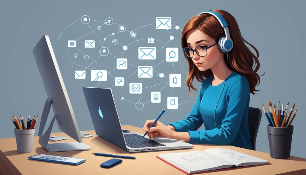 How to Find Emails in Insightly, Digital art, technology concept, abstract, clean lines, minimalist, corporate blue and white, data visualization, glowing nodes, wordpress, php, html, css