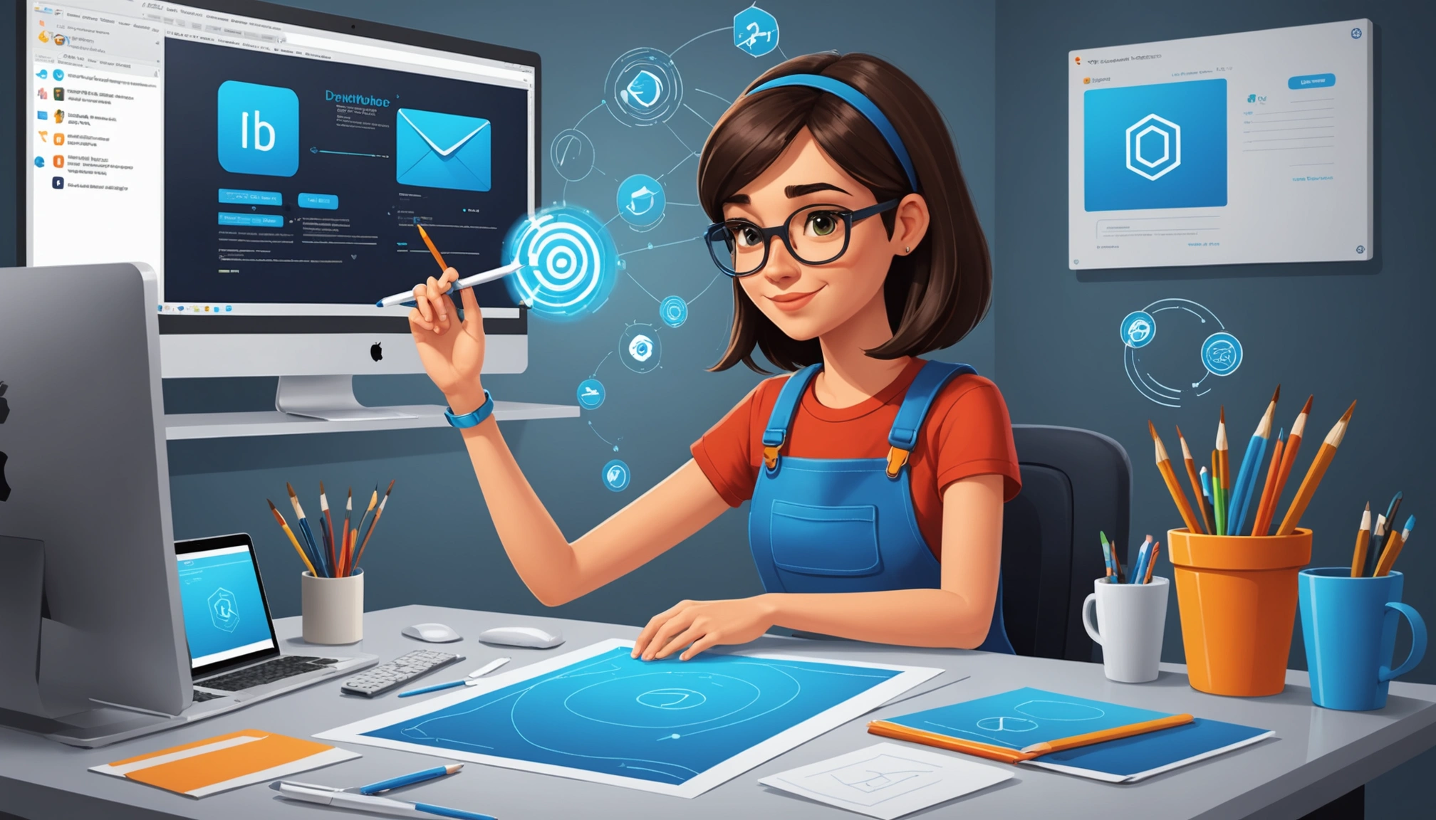 How to Scrape Emails from Bitrix24, Digital art, technology concept, abstract, clean lines, minimalist, corporate blue and white, data visualization, glowing nodes, wordpress, php, html, css