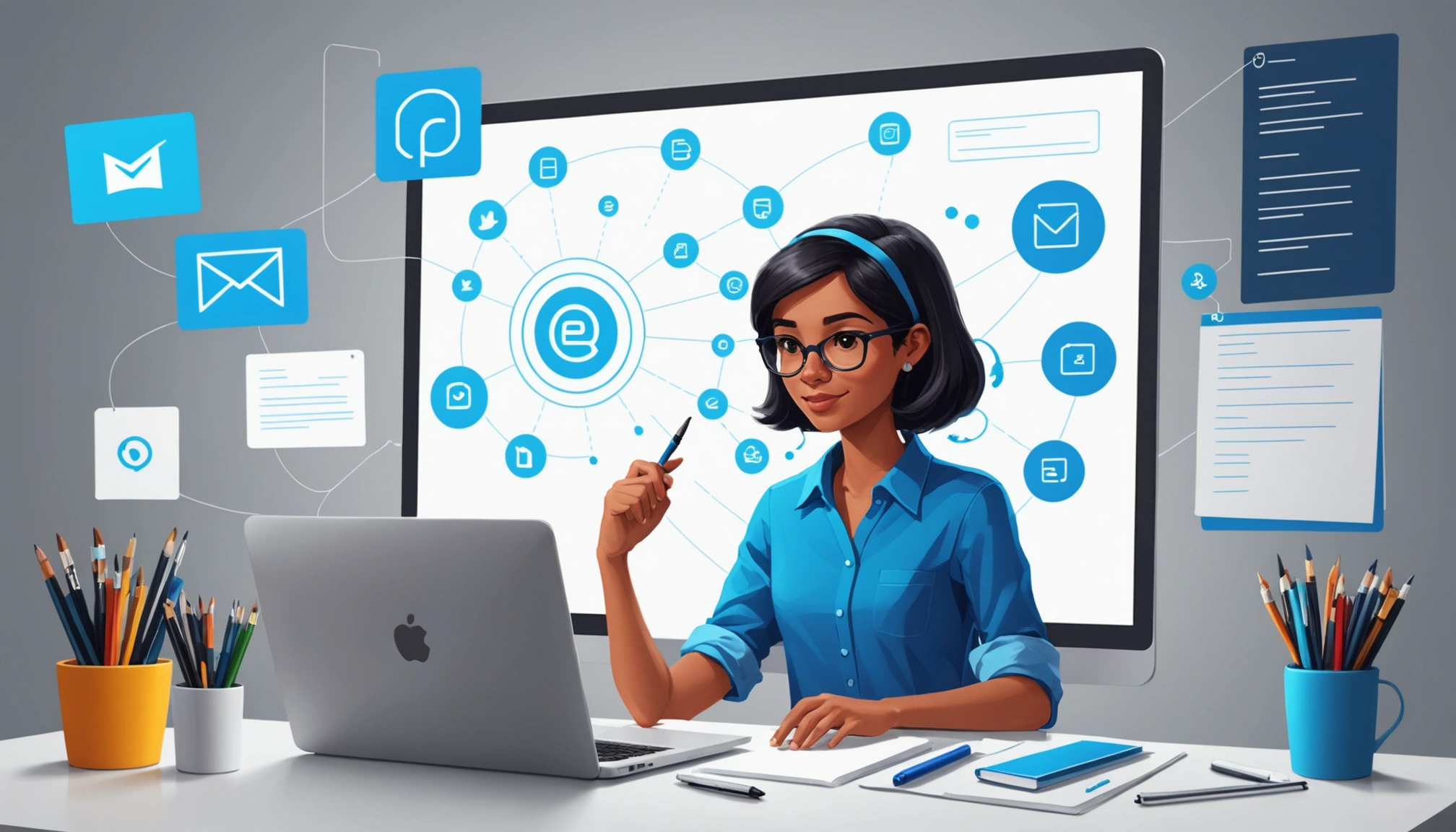 How to Extract Emails from Pardot, Digital art, technology concept, abstract, clean lines, minimalist, corporate blue and white, data visualization, glowing nodes, wordpress, php, html, css