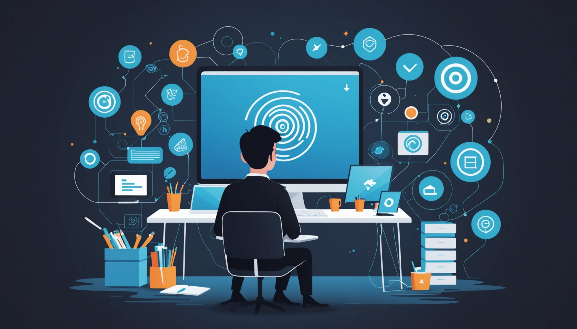 How to Find Emails in Sendinblue, Digital art, technology concept, abstract, clean lines, minimalist, corporate blue and white, data visualization, glowing nodes, wordpress, php, html, css