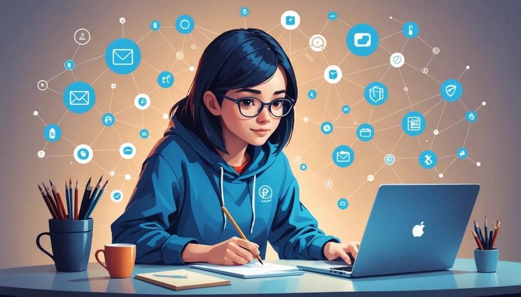 How to Find Emails in Pepipost, Digital art, technology concept, abstract, clean lines, minimalist, corporate blue and white, data visualization, glowing nodes, wordpress, php, html, css