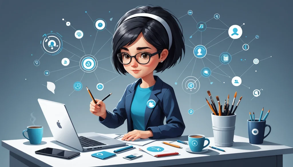 Where to Extract Emails from Social Media Profiles, Digital art, technology concept, abstract, clean lines, minimalist, corporate blue and white, data visualization, glowing nodes, wordpress, php, html, css