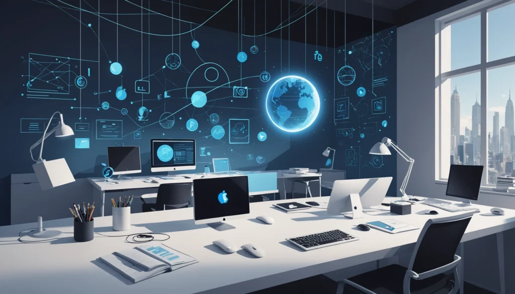 Where to Extract Emails from University Faculties, Digital art, technology concept, abstract, clean lines, minimalist, corporate blue and white, data visualization, glowing nodes, wordpress, php, html, css