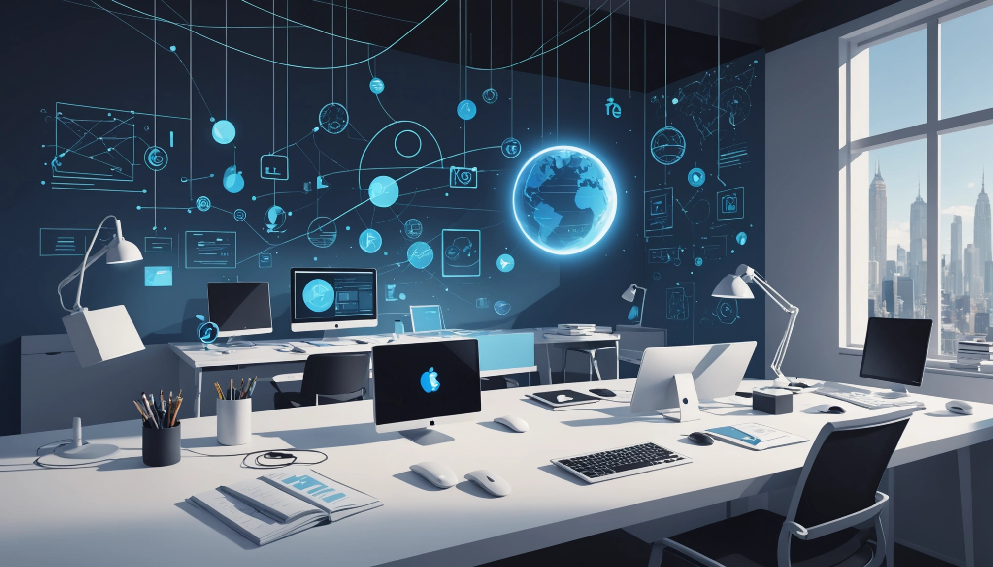 Where to Extract Emails from University Faculties, Digital art, technology concept, abstract, clean lines, minimalist, corporate blue and white, data visualization, glowing nodes, wordpress, php, html, css