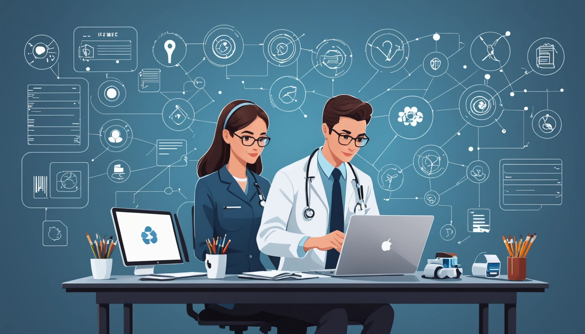 Where to Find Medical Professionals Email Lists, Digital art, technology concept, abstract, clean lines, minimalist, corporate blue and white, data visualization, glowing nodes, wordpress, php, html, css