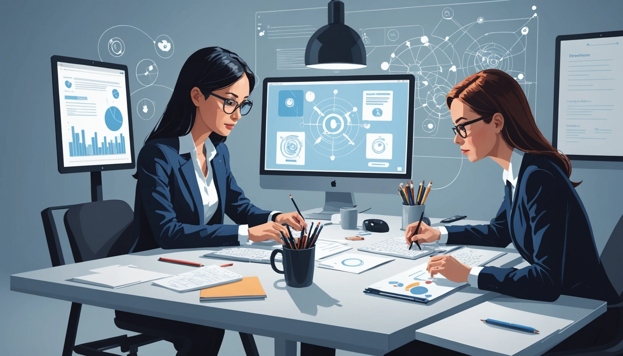 Where to Find HR Directors Contact Info, Digital art, technology concept, abstract, clean lines, minimalist, corporate blue and white, data visualization, glowing nodes, wordpress, php, html, css