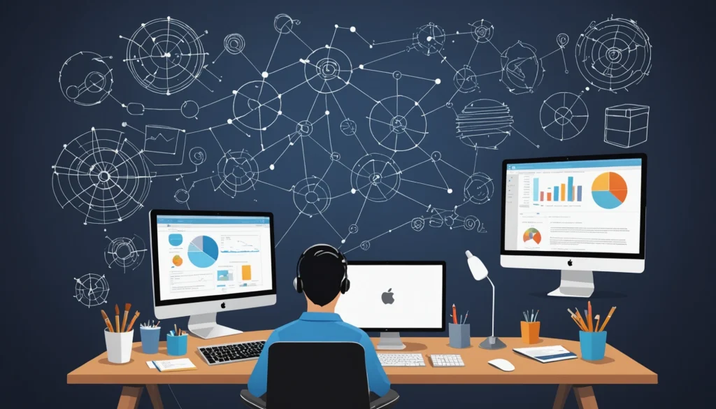 Where to Scrape Sales Managers Emails, Digital art, technology concept, abstract, clean lines, minimalist, corporate blue and white, data visualization, glowing nodes, wordpress, php, html, css