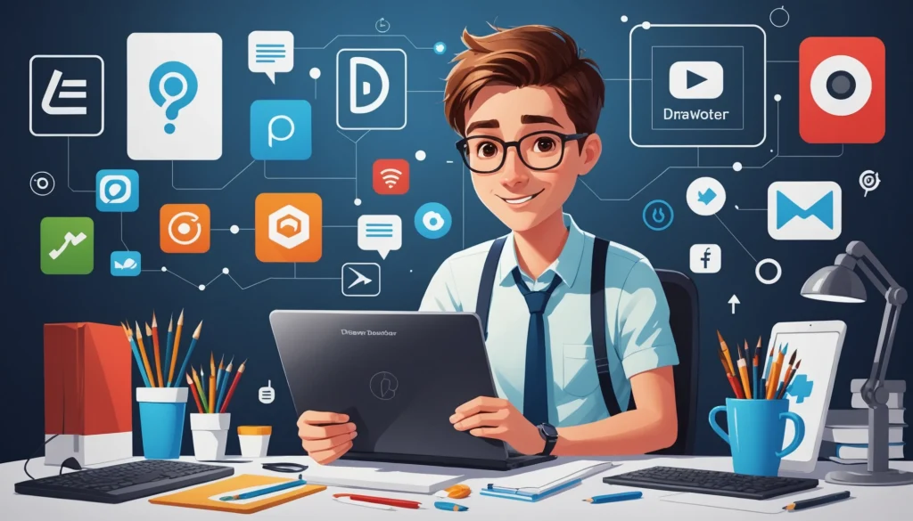 Where to Find YouTube Creators Business Emails, Digital art, technology concept, abstract, clean lines, minimalist, corporate blue and white, data visualization, glowing nodes, wordpress, php, html, css