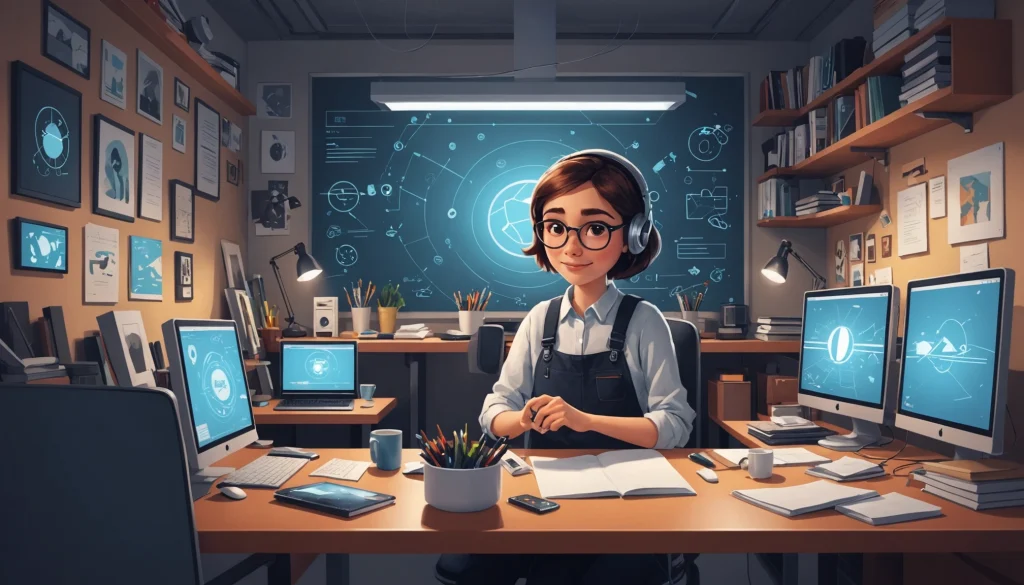 Where to Find Freelancers on Fiverr, Digital art, technology concept, abstract, clean lines, minimalist, corporate blue and white, data visualization, glowing nodes, wordpress, php, html, css