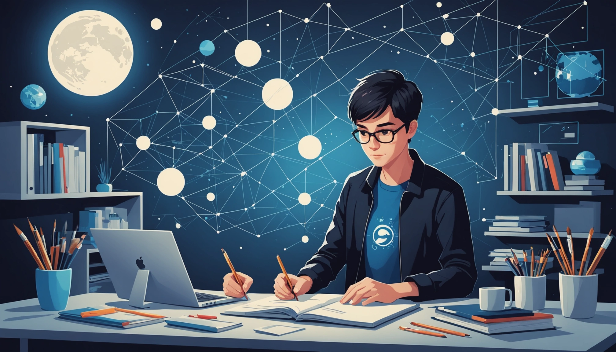 Where to Scrape Bandcamp Artists Emails, Digital art, technology concept, abstract, clean lines, minimalist, corporate blue and white, data visualization, glowing nodes, wordpress, php, html, css