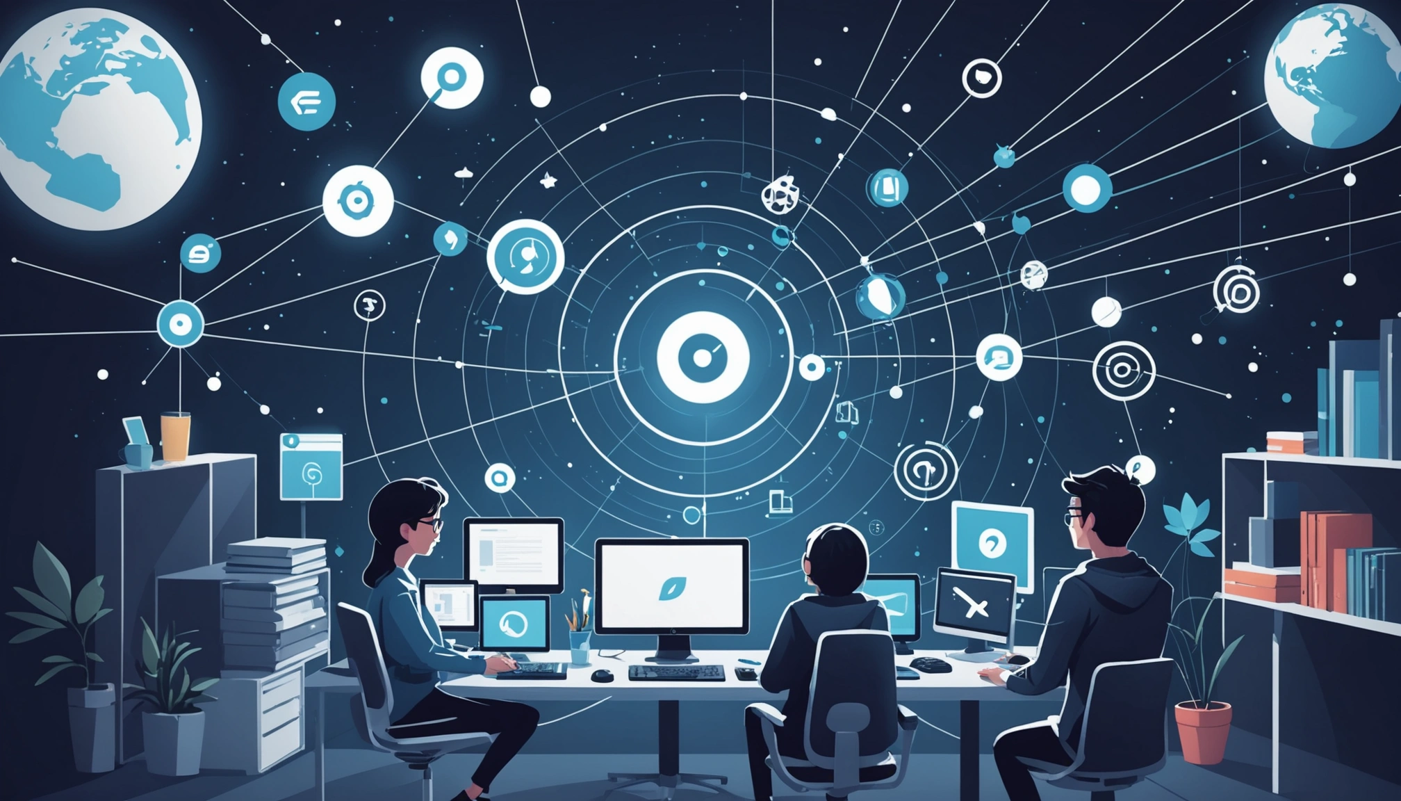 Where to Find Spotify Artists Contact Details, Digital art, technology concept, abstract, clean lines, minimalist, corporate blue and white, data visualization, glowing nodes, wordpress, php, html, css