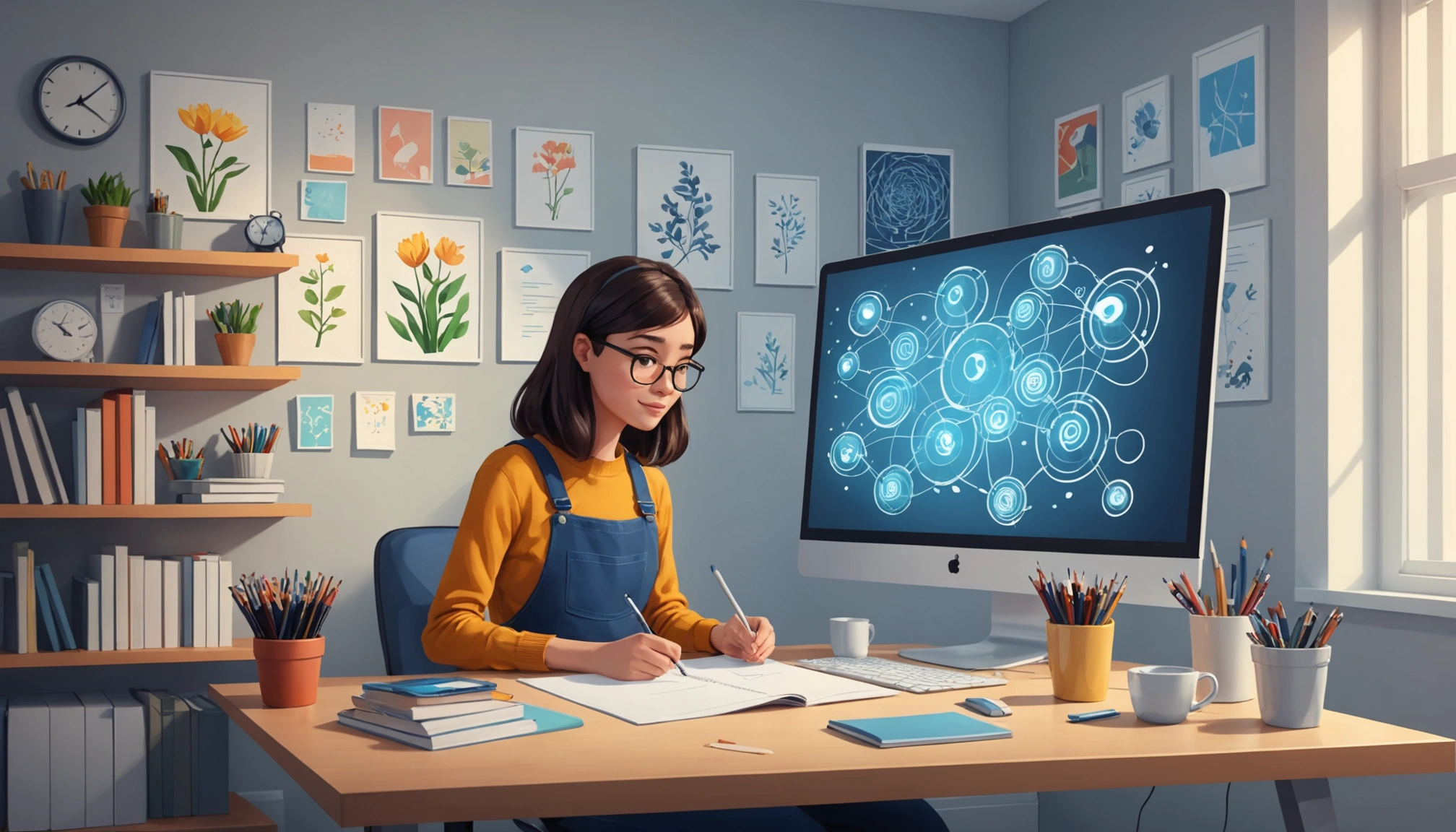 Where to Extract Leads from Florists, Digital art, technology concept, abstract, clean lines, minimalist, corporate blue and white, data visualization, glowing nodes, wordpress, php, html, css