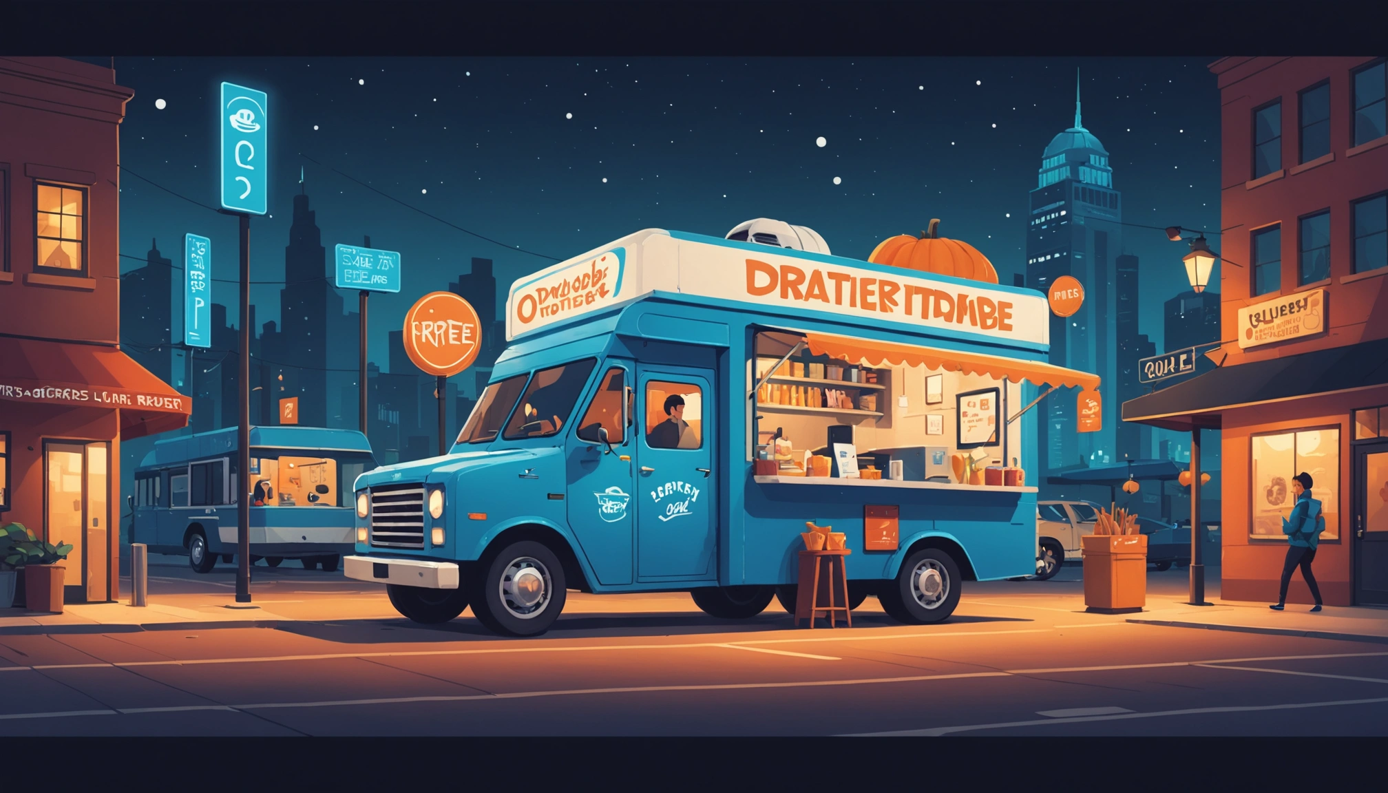 Where to Find Food Trucks Contact Info, Digital art, technology concept, abstract, clean lines, minimalist, corporate blue and white, data visualization, glowing nodes, wordpress, php, html, css