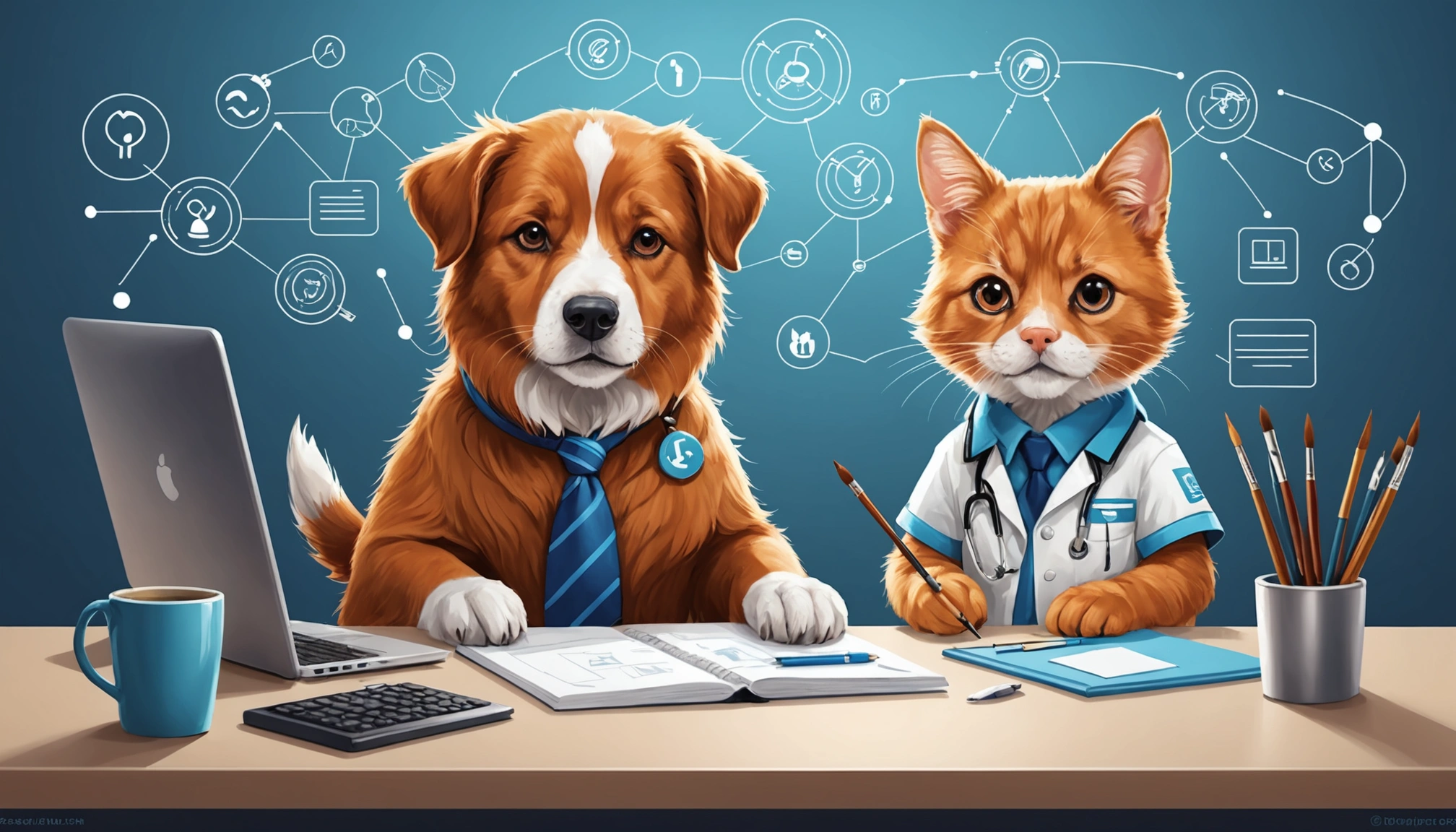 Where to Find Veterinarians Contact Details, Digital art, technology concept, abstract, clean lines, minimalist, corporate blue and white, data visualization, glowing nodes, wordpress, php, html, css
