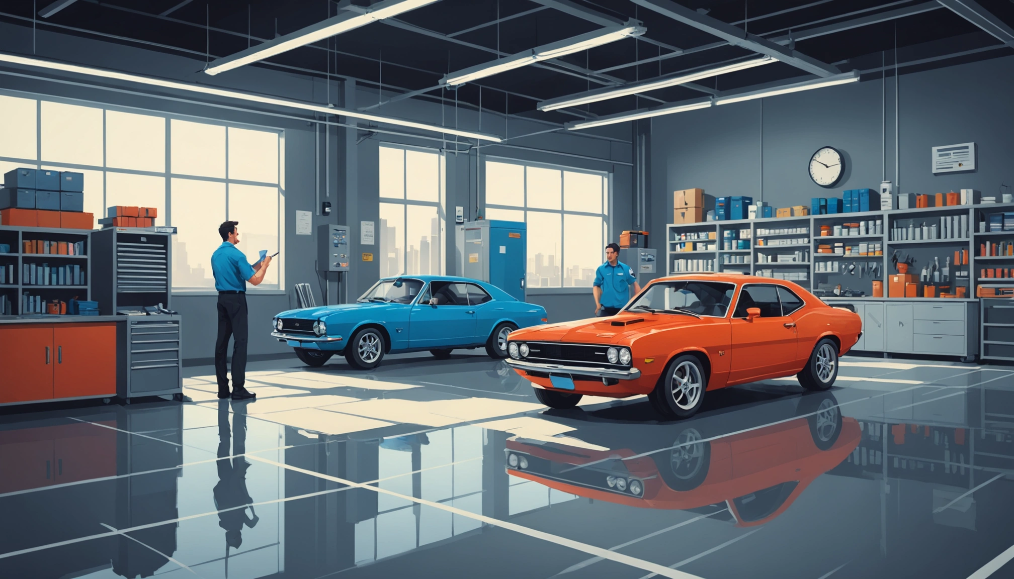 Where to Find Automotive Repair Shops Contact Details, Digital art, technology concept, abstract, clean lines, minimalist, corporate blue and white, data visualization, glowing nodes, wordpress, php, html, css